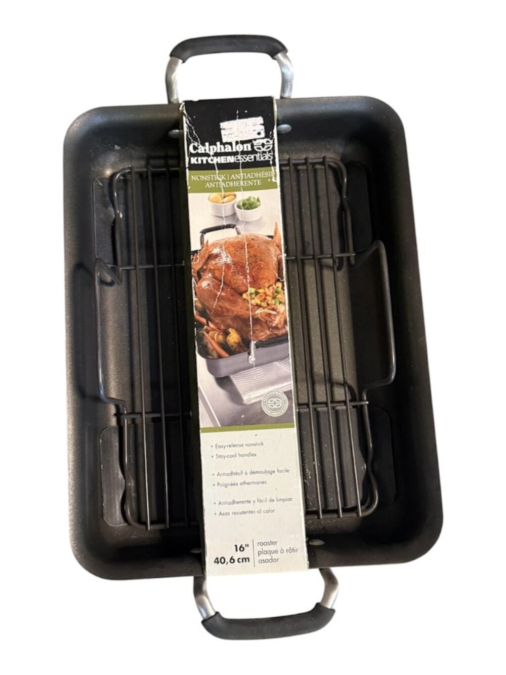 Calphalon Kitchen Essentials 16" Nonstick Roaster Pan with Rack Unused